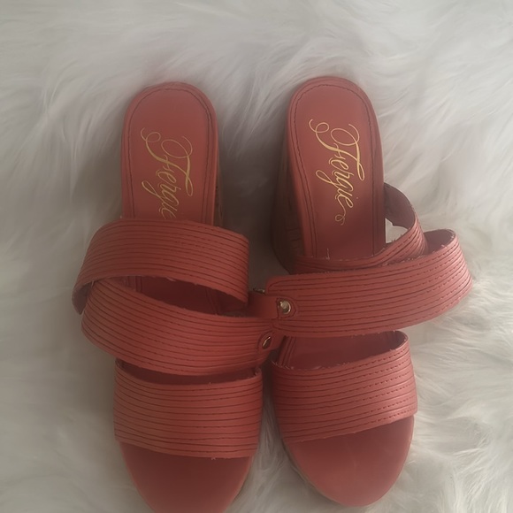 5.5” Fergie Wrap ankle platform salmon color sandals - Picture 6 of 8